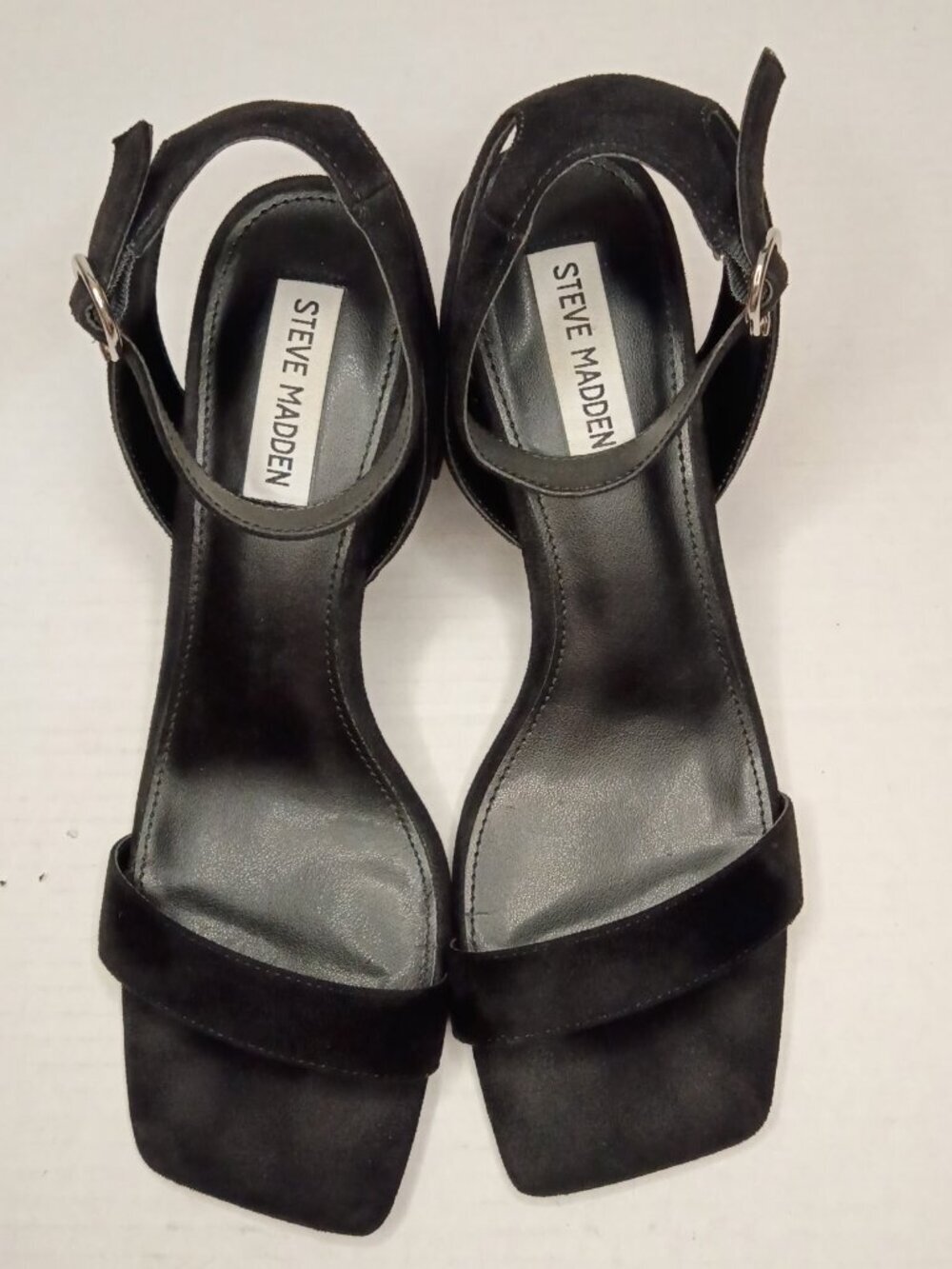 Steve Madden Gabriella Black Square Toe Ankle Strap Heels Women's Size 9M